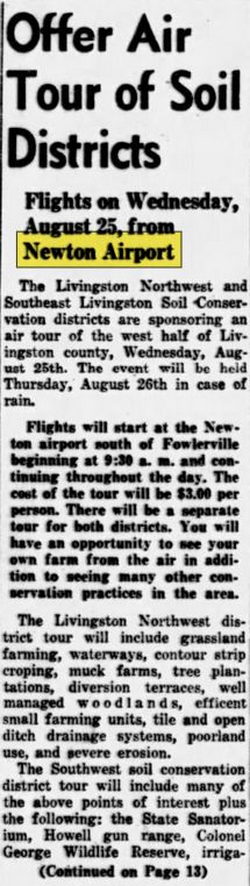 Newton Airport (Newton Field) - Aug 18 1954 Article